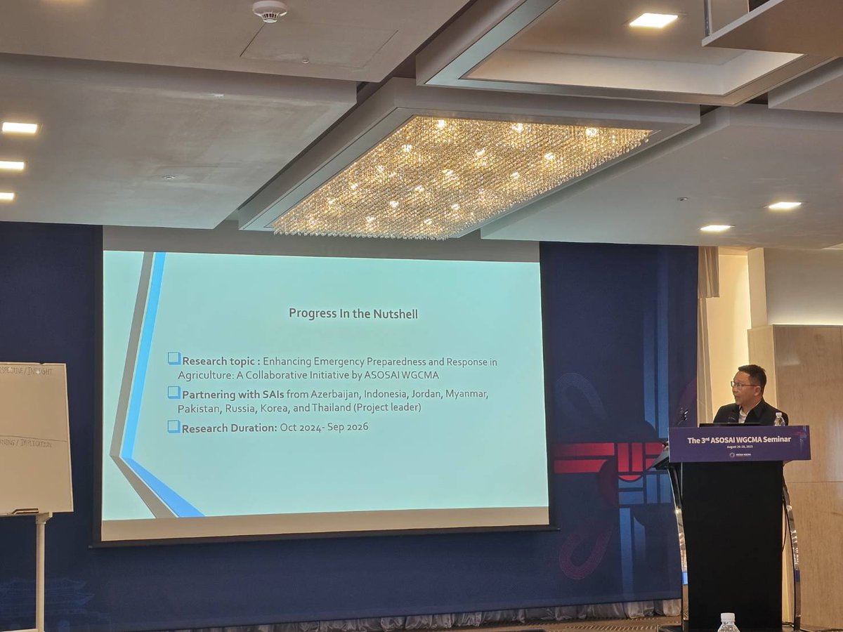 SAO Thailand joined the 3rd ASOSAI WGCMA in Seoul, Korea. Dr <a href="/SunSutthi/">Sutthi Sun</a> reported progress of the 1st Joint Research Project on “Enhancing Emergency Preparedness &amp; Response in Agriculture,” introducing the 3S Framework: Food Security, Food Safety, Food Sustainability