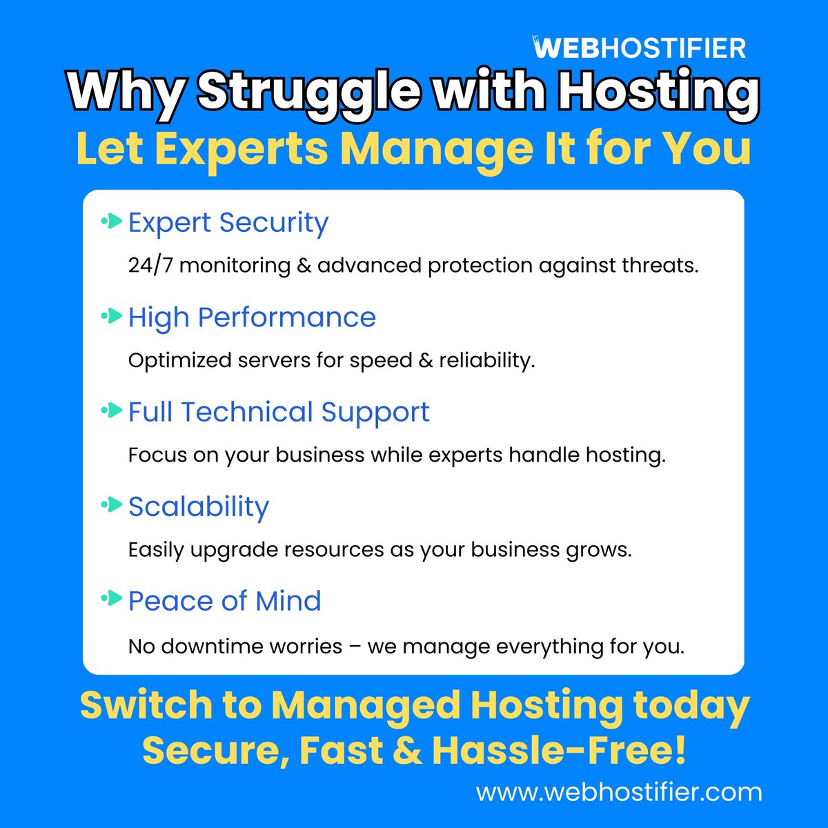 webhostifier's tweet image. Struggling with hosting? 

Let the experts handle it! 

Webhostifier provides secure, high-performance hosting with 24/7 support. 
Focus on growing your business while we take care of everything. 

#ManagedHosting #WebHosting #TechSupport #BusinessGrowth #WebSecurity
#FastHosting