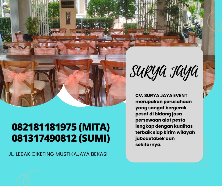 suryajayaevent1's tweet image. Sewa Kotak,Ibm,Bundar,VIP Kaca Jakarta

lebih bisa menghubungi nomor dibawah ini via wa atau sms : 082181181975 ( mita) 081317490812 (sumi)
#kursi #crossback #kursicrossback