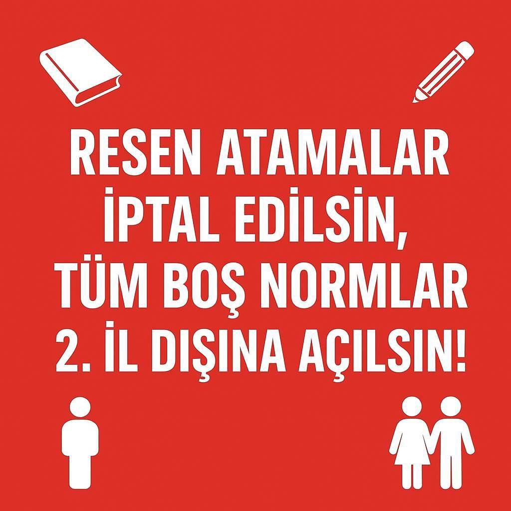 Bizler, 2. İl dışı sürecinde tüm boş normların açılmasını ve resen atamanın yapılmamasını umut ediyoruz. #ResenİptalTümNorm2İlDışına
<a href="/Yusuf__Tekin/">Yusuf Tekin</a> <a href="/tcmeb/">Millî Eğitim Bakanlığı</a> <a href="/mebpgm/">Personel Genel Müdürlüğü</a> <a href="/Nihal_Albayrak_/">Nihal ALBAYRAK</a>  <a href="/_aliyalcin_/">Ali YALÇIN</a> <a href="/TalipGeylan06/">Talip Geylan</a> <a href="/kademozbay_/">Kadem Özbay</a> <a href="/leventkuruoglu/">Levent Kuruoğlu</a> <a href="/talatyavuz29/">Talat YAVUZ</a> <a href="/Yasingrms0/">Yasin Görmüş</a>  1