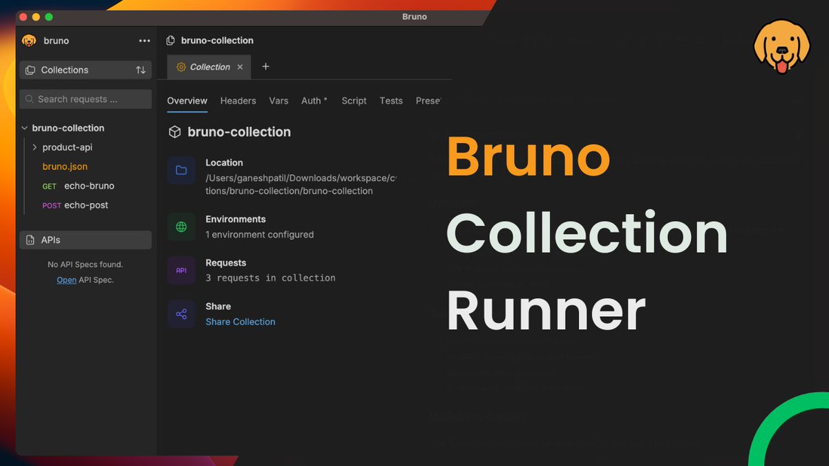 devgancode's tweet image. Dropped a new video on the Collection Runner in @use_bruno 🚀

Learn how to:
✅ Data-Driven Testing (CSV/JSON)
✅ Access dynamic values
✅ Filter requests using tags 
✅ Re-order request execution
✅ Filtering req

See the Collection Runner in action👇
youtube.com/@devgancode