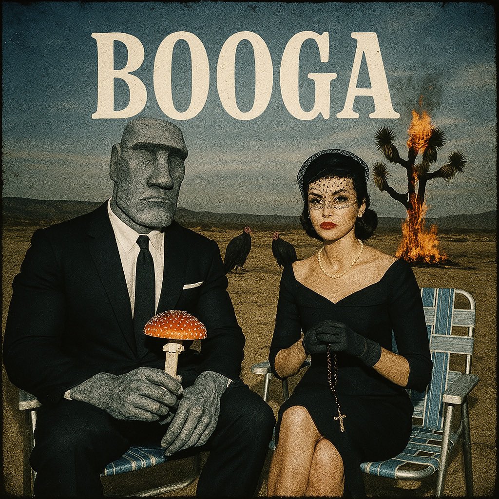 The desert was burning. 
The stone man held the fruit. The woman held the cross.  They waited.