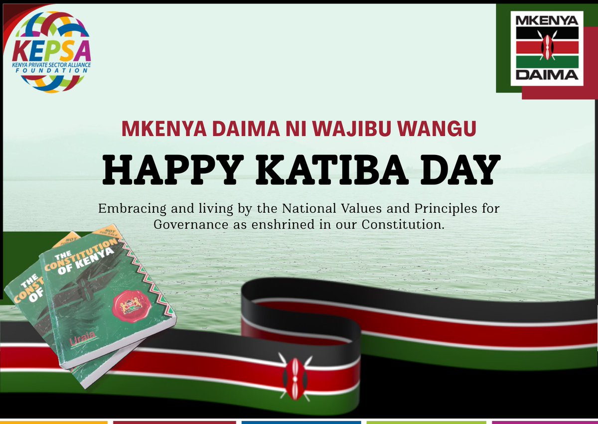 Happy Katiba Day!🇰🇪
Today we join fellow Kenyans in observing Katiba Day to commemorate promulgation of 2010 Constitution. As we mark this important day, let us renew our dedication to Constitutional Values and work together towards National Unity.
#KatibaDay
#KatibaAt15