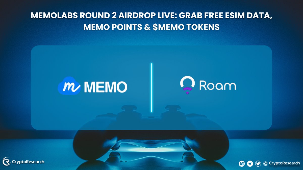 🚀Roam &amp; MemoLabs [Your Data，Your Gold] is LIVE! → free Global eSIM data + MEMO Points + 200,000 $MEMO📡
🚀<a href="/MemoLabsOrg/">MemoLabs</a> Round 2 Airdrop is LIVE! → MEMO Points + $MEMO🎁

💡 What’s MemoLabs? An AI-powered Data Blockchain &amp; DePIN infra, unlocking data sovereignty with: 
🔹 Data