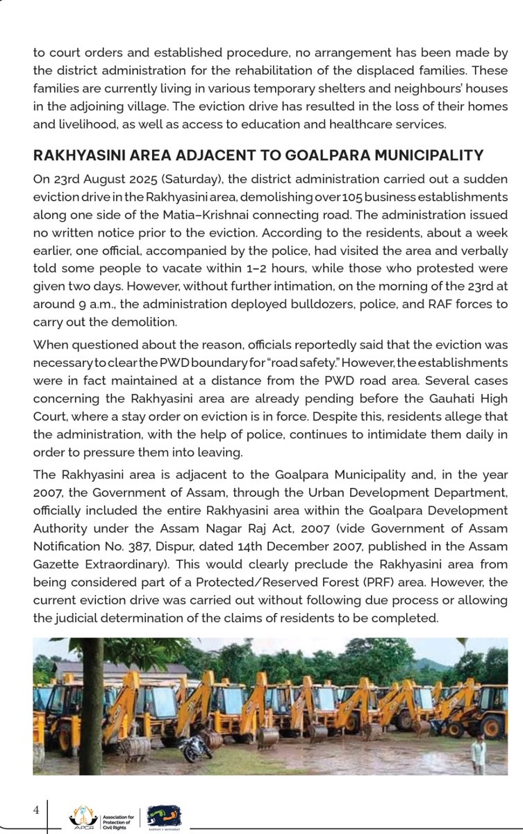 msn_rights's tweet photo. Thanks @apcrofindia for this detailed ground report on the evictions in Assam. Declaring "inconvenient" Indian citizens - especially Muslims - as foreigners and ceaselessly harassing them, is a key modus operandi of Hindu nationalist governments. Can we allow them to do this? https://t.co/qFkyaQM8Jj