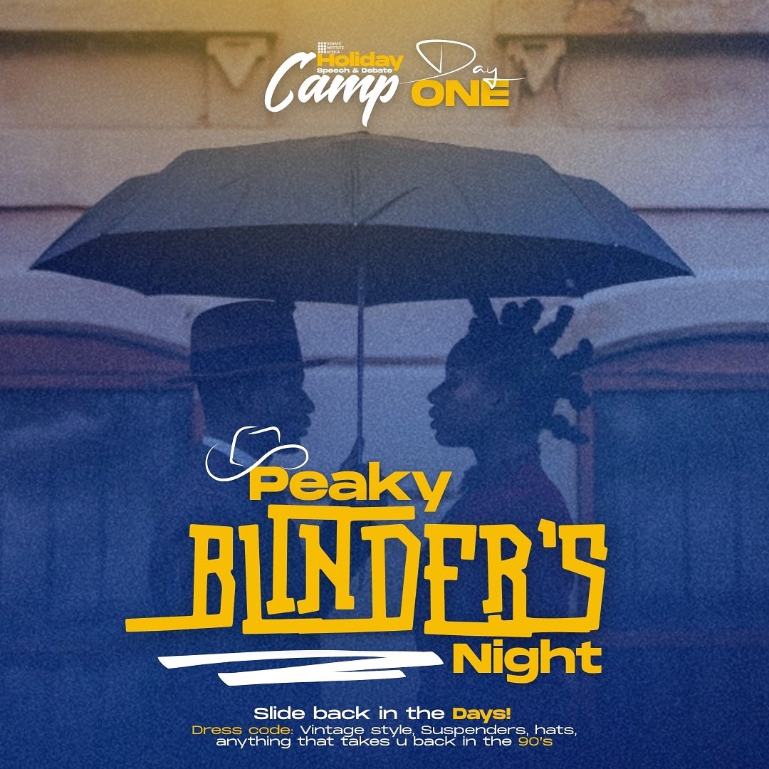 debate_afrika's tweet photo. Get ready to slide back to the 90's! It's Peaky Blinder's Night at Holiday Speech &amp; Debate Camp Day ONE. https://t.co/xdB8E9Y4da