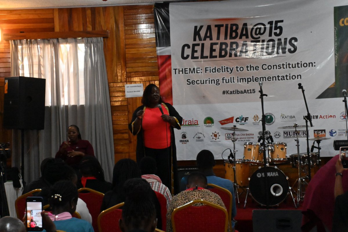 At #KatibaAt15 celebrations, <a href="/TIKenya/">TI-Kenya</a>  ED <a href="/SheiMasinde/">Sheila Masinde</a> stressed the need for collective action to defend the Constitution and secure its full implementation. 

She called out the  Executive overreach and its attempts to undermine the independence of key institutions, including