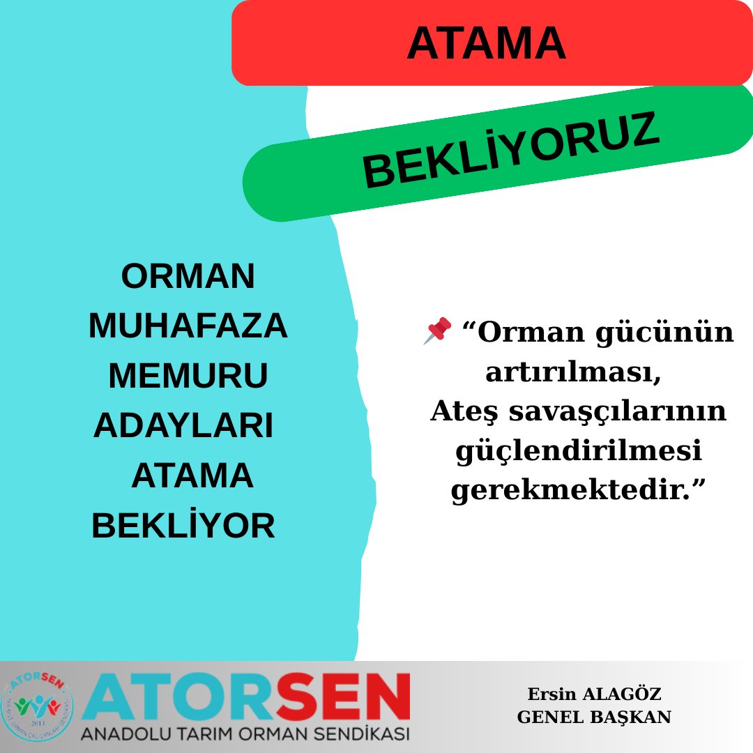 #ormanmuhafazamemurlari #atama #bekliyor #atessavascilari #ogm #tarimorman #omm #aday 

@ersnalagz
