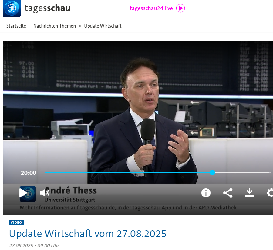Interview zu meinem Buch "Der Energiegipfel" und zur Energiepolitik heute im  "Update Wirtschaft" aus der Frankfurter Börse:
tagesschau.de/thema/update_w…
Was waren in der deutschen Energie- und Klimapolitik die guten und die schlechten Entscheidungen? 

Reinhören: Ab Minute 19:05.