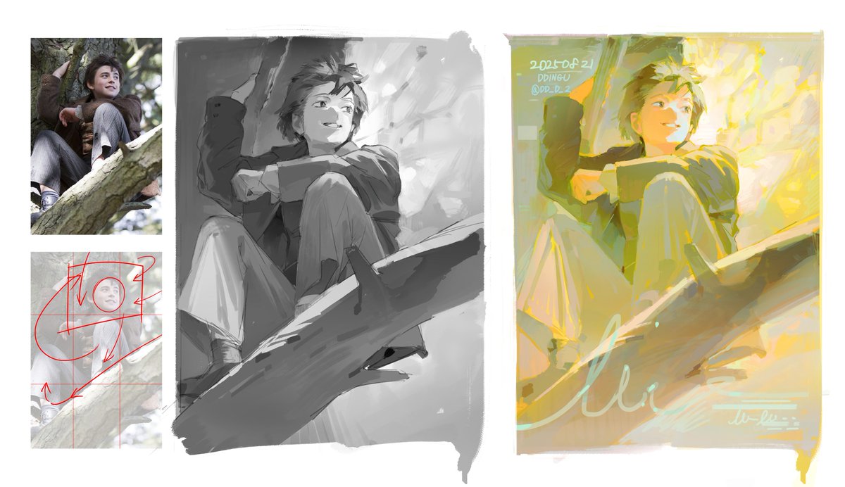 밸류&amp;컬러 스터디~
공부한 지 좀 됐지만,,,😅 
밸류에서 주제부에 집중하고 그 외의 부분은 시선을 빼주려고 노력했어요 그리고 컬러 과정에서는 방황하지 않도록 어떤 색상의 무드감을 원하는지 확실히 결정하며 공부해봤습니다🥹