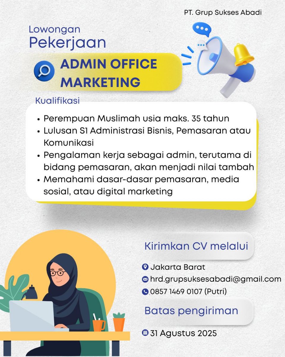 yeppuyep's tweet photo. info loker ya untuk di kantor aku, info detailnya bisa diliat disini☺️ https://t.co/qT1GmQbxnL