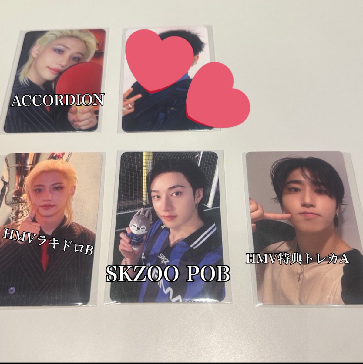 hatan0629's tweet photo. straykids スキズ KARMA 封入 HMV 店舗特典 ラキドロ 交換

譲：写真のもの
ACCORDION🐣ピリ
SKZOO POB🐺バンチャン
HMV特典トレカA🐿️ハン
HMVラキドロB🐣ピリ

求：🦊アイエン、全て同種

現地交換
現在、渋谷にいます♩
お気軽にお声がけ下さい。 https://t.co/hP6haSh89Y