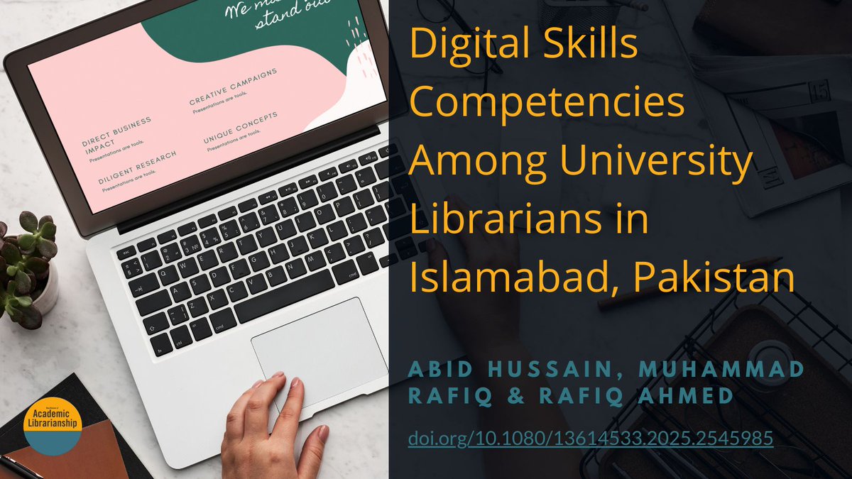 New article: Digital Skills Competencies Among University Librarians in Islamabad, Pakistan. This study explores the essential tech skills needed in the modern library, highlighting trends and challenges:  doi.org/10.1080/136145… #AcademicLibraries #DigitalSkills