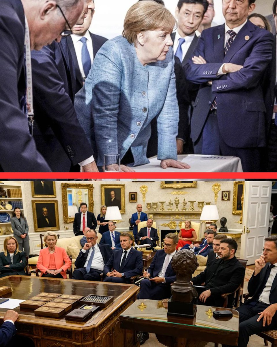 Vor ein paar Jahren noch: Merkel, die EU, die Trump am Tisch Paroli bot.
Heute: halbeuropäische Polit-Prominenz sitzt brav wie in der Schulklasse im Oval Office und schreibt mit, während Washington die Ansagen macht.