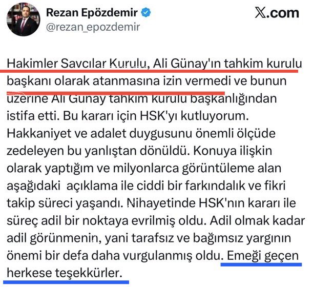 Tarih : Temmuz 2024

Şu anda Rusvet suçundan cezaevinde bulunan Rezan Epözdemir, yeni Atanan Tahkim Kurulu Başkanı Ali Günay’ın, FETÖ Kumpas davasında FB yöneticilerine BERAAT kararı vermesi ve tazminat davamızın hakimi olması dolayısıyla, TARAFLI davranacagını söylüyor ve o