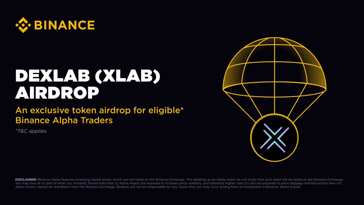 Get ready! Binance Alpha will be the first platform to feature Dexlab (XLAB) on August 29.

Eligible users can claim their airdrop using Binance Alpha Points on the Alpha Events page once trading opens. Further details will be announced soon.

Please stay tuned to Binance’s