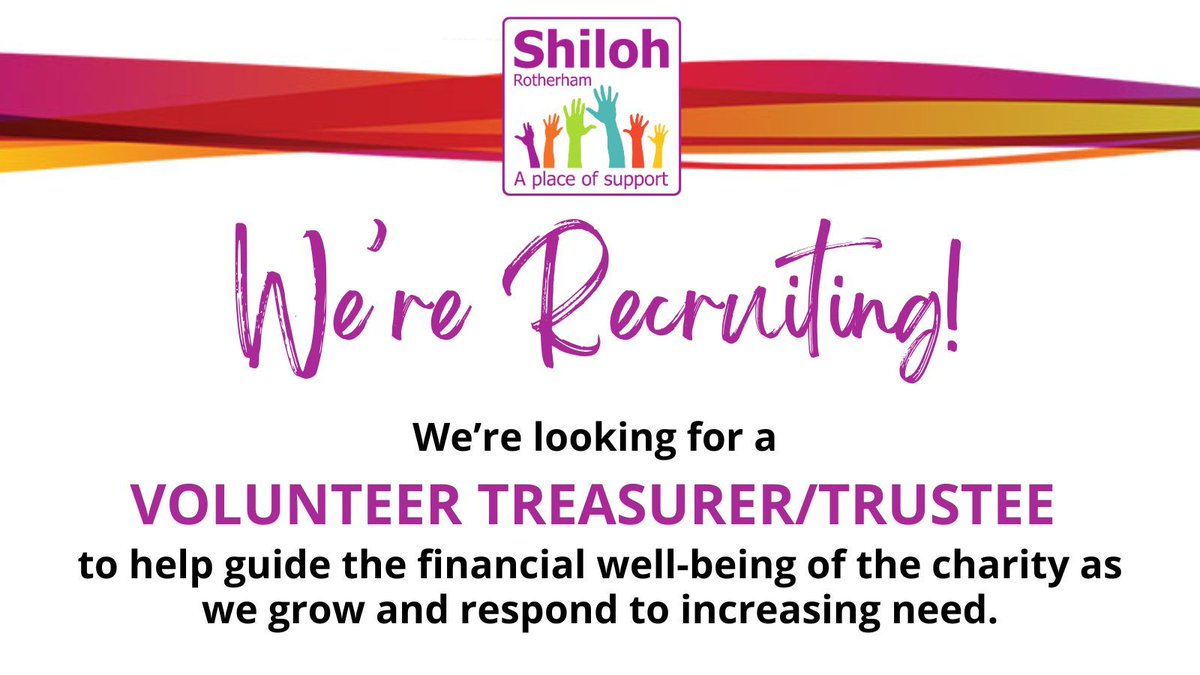 Join a passionate, friendly team rooted in values that matter. 
Shiloh is looking for a Volunteer Treasurer to help ensure our finances are solid as we grow. Apply by September 10th. shilohrotherham.org.uk/join/treasurer/ 
#CharityTrustee #VolunteerOpportunity #Treasurer #ShilohRotherham