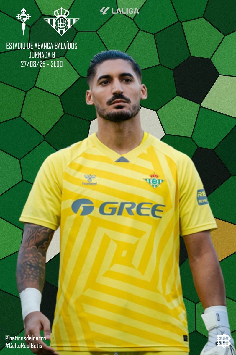 ¡Día de 𝘽𝙀𝙏𝙄𝙎!
#CeltaRealBetis #RealBetis #Betis #BeticosdelCerro
🔵 Celta - Real Betis 🟢
🏟 Estadio de Abanca Balaídos
🏆 LaLiga EA Sports
🕘 21:00
📺 Movistar (dial 54)