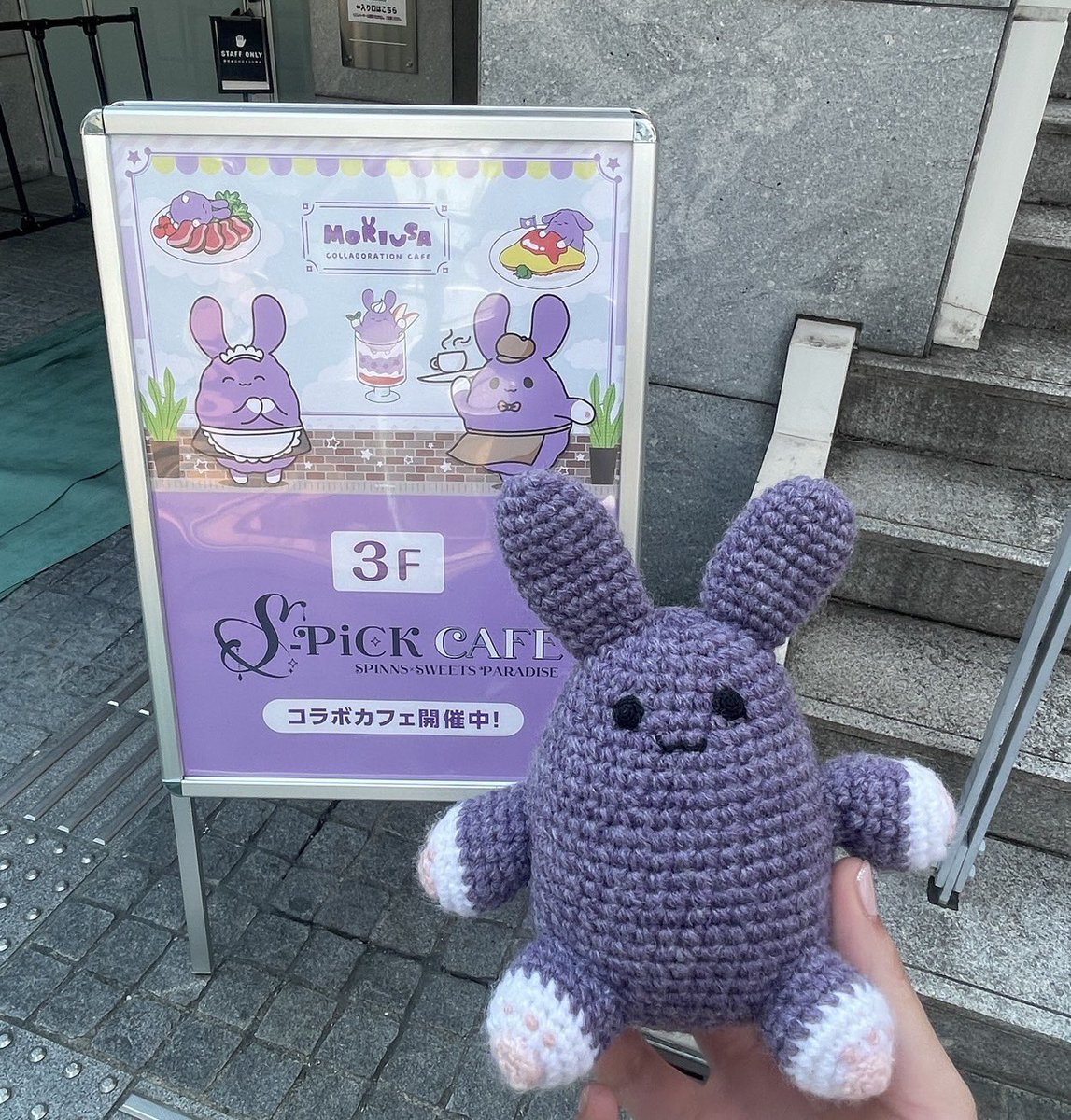 chibi_life6's tweet photo. *⋆✈︎出張✈︎*⋆もりうさちゃん💜

もりうさちゃんが私の代わりにコラボカフェに行ってくれました⸜(*ˊᗜˋ*)⸝✨️
内装もとっても可愛く、パンケーキもドリンクも美味しかったそうです😋💗

もりうさちゃんとは9月まで会えないのでとっても寂しいです😭笑
 #もりうさ  #Mofees https://t.co/863L1xUowe