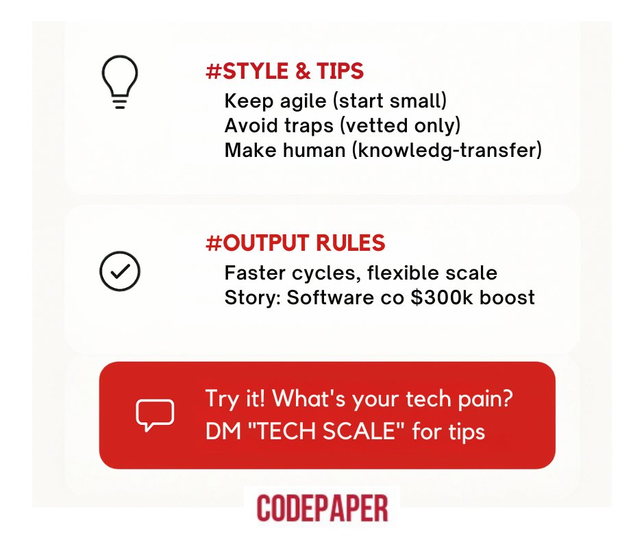 codepapercom's tweet image. This framework works—try it on your next sprint!
Pro hack: Tweak inputs for your team.
What's your top tech pain? Reply—I’ll DM a custom tip!
Explore Codepaper:
codepaper.com/services/staff…
#TechScale #SaaS #StaffAugmentation