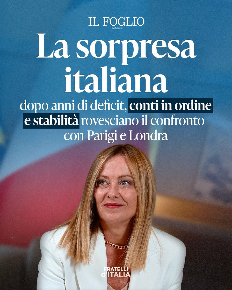 Stabilità garantita, sinistra smentita ancora una volta. L’Italia si conferma un punto di affidabilità in Europa.

Le politiche del Governo #Meloni si rivelano vincenti.