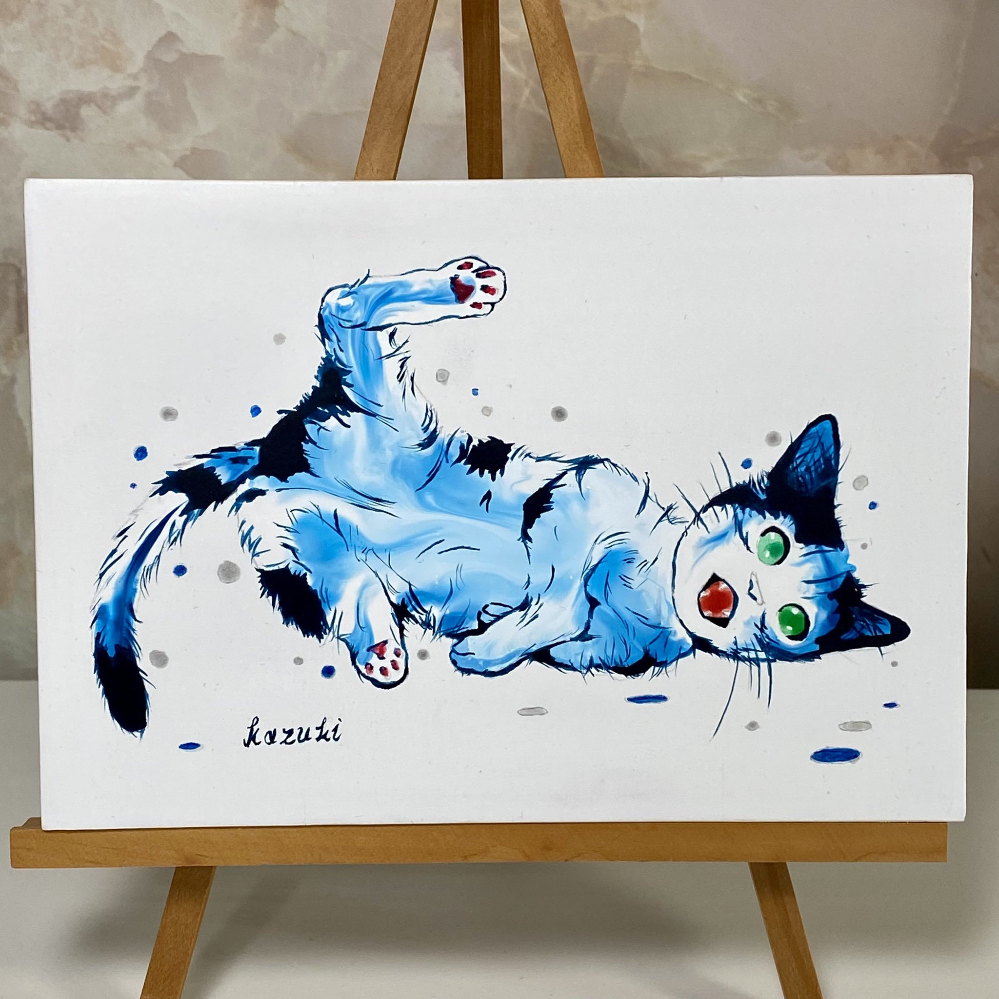 ひよこと子猫と蝶々　アクリル画 ひよこと子猫と蝶々 アクリル画 ひよこと子猫と蝶々 アクリル画