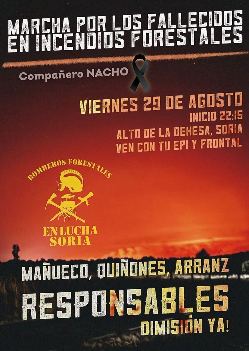El viernes participaremos en esta manifestación por los fallecidos en los incendios forestales, y pidiendo la dimisión de Mañueco y Quiñones.
Que ardan las calles y no el monte