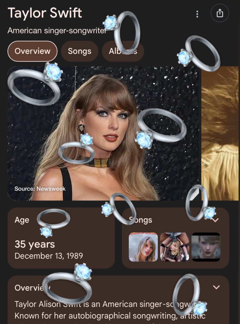 ponar15's tweet image. 🚨Now rings appear when you search up Taylor Swift’s name! 💍