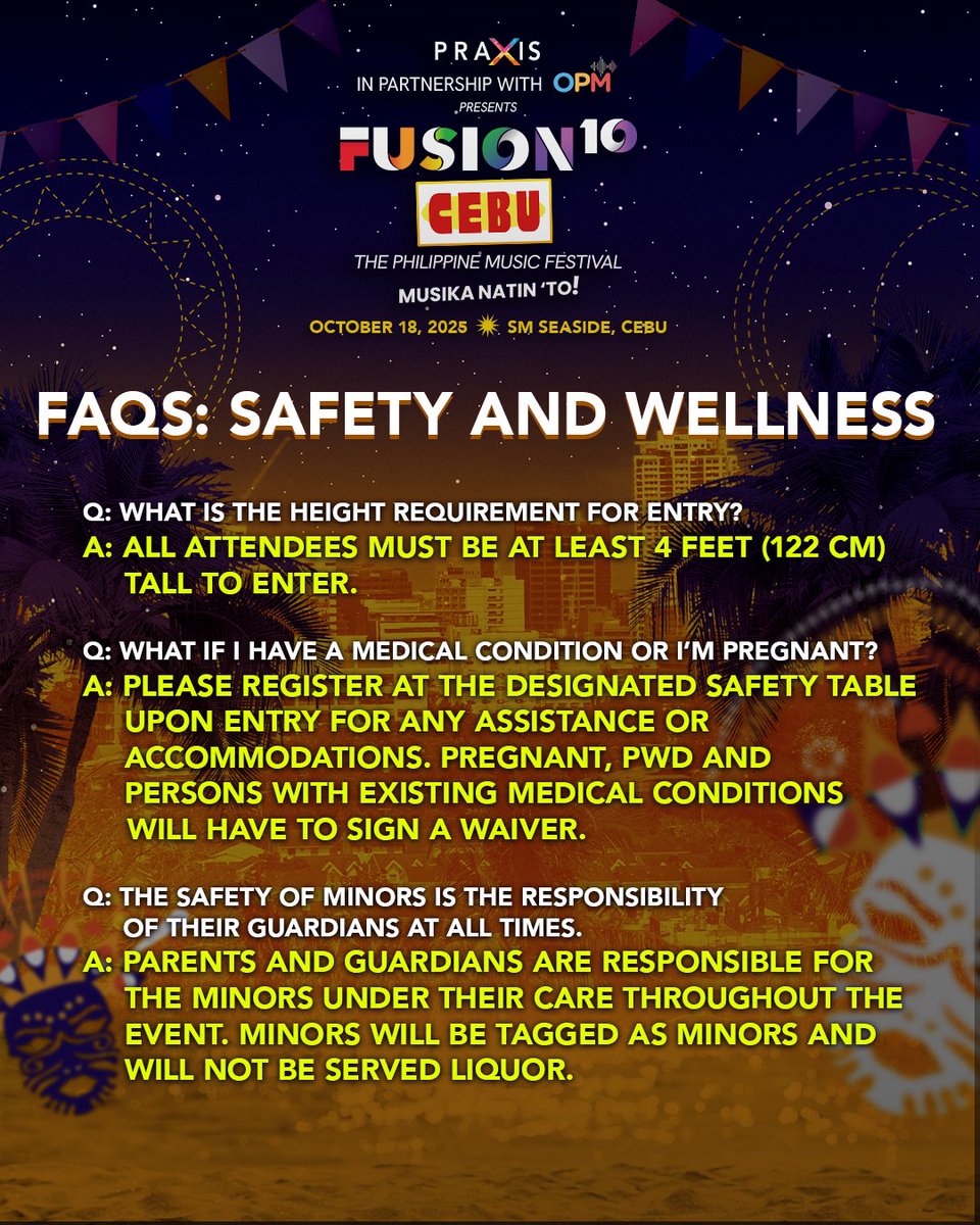 Bestie, here’s Part 2! 🙌✨

Ani-a na ang sunod set sa Ticket FAQs para mas klaro ug smooth imong ticket journey sa #FusionCebu2025. 🎟️💯

Get your tickets here: ticketmelon.com/praxis/fusionC…

#MusikaNatinTo