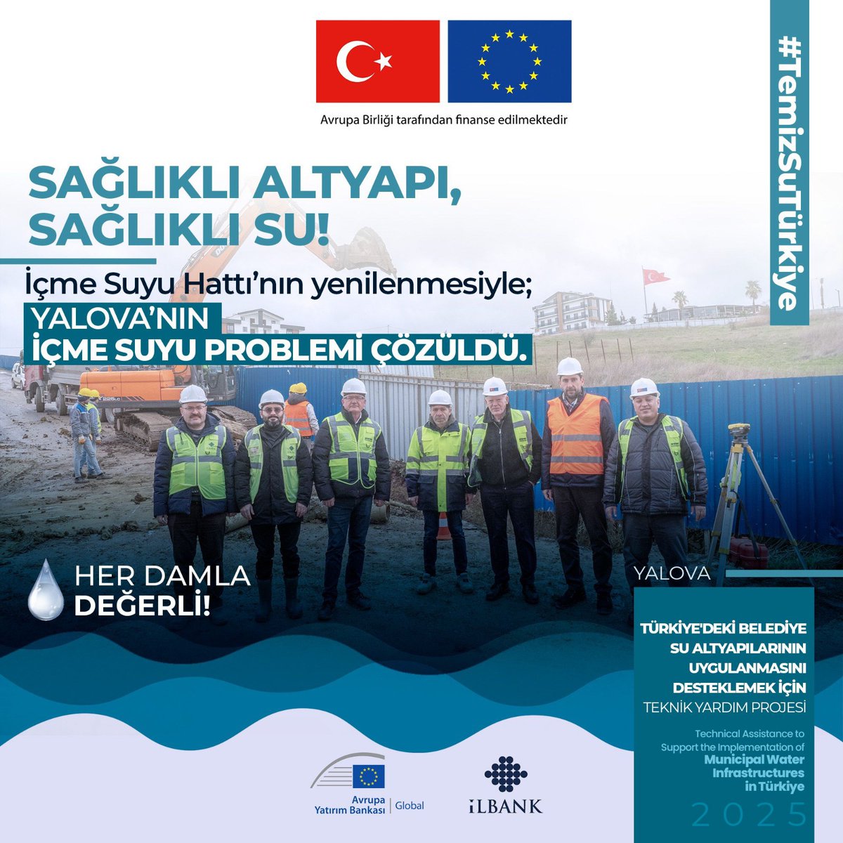 💧 Yalova’nın içme suyu hattı yenilendi!
Temiz su ve su tasarrufu için AB desteği, Türkiye’nin su altyapısını dönüştürüyor.
Sağlıklı altyapı, sağlıklı su!
#Herdamladeğerli
<a href="/EIB/">European Investment Bank</a> <a href="/ilbanktr/">İlbank</a>
