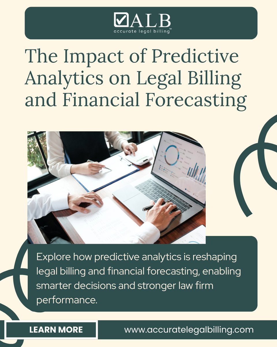 acc_legal_bill's tweet image. 🚀 Explore how predictive analytics is reshaping legal billing and financial forecasting, enabling smarter decisions and stronger law firm performance.
Read the full insights 👉 accuratelegalbilling.com/blog/the-impac…
#PredictiveAnalytics #LegalTech #LawFirmManagement #LegalBilling