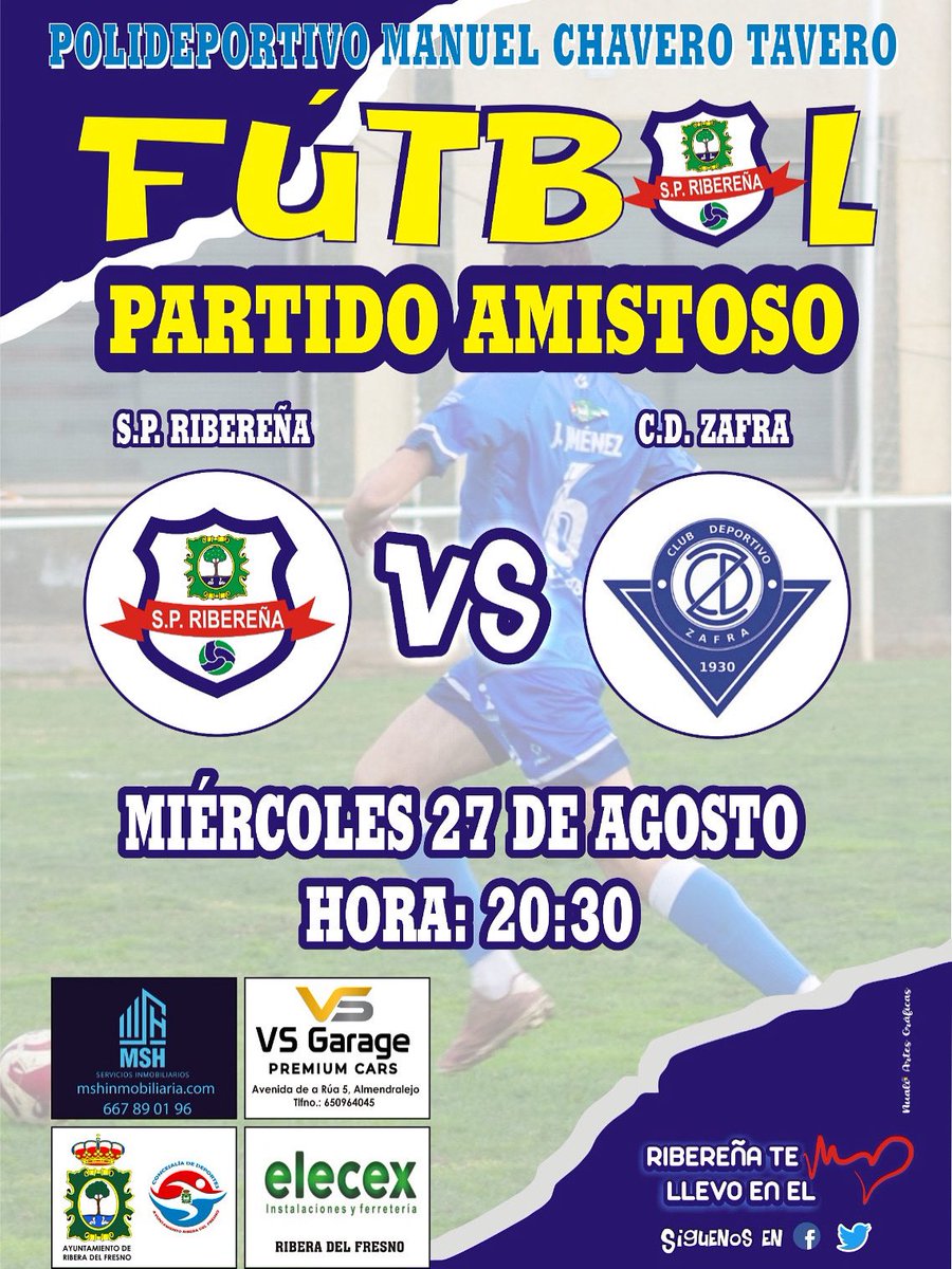 💙HOY JUGAMOS💙

Hoy a las 20:30h tenemos una cita en nuestra casa contra el UD Zafra. Contamos con todos vosotros en estos partidos de preparación no te lo pierdas⚔️

🗓️HOY MIÉRCOLES 27 Agosto.
🕰️20:30h.
🏟️Municipal Manuel Chavero.

No te lo pierdas