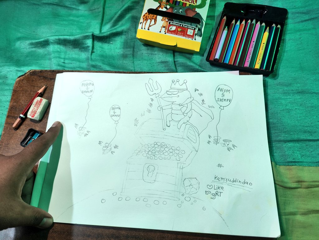 <a href="/Shrimpers_nft/">Shrimp 🦐</a>
My Hand-Made #ShrimperNFT Art 🎨
🦐 #Shrimper King on Treasure

💰This artwork is fully hand-drawn by me, inspired by the power and royalty of Shrimper. It shows the King Shrimper sitting on the treasure chest, ruling the ocean of opportunities🦐

🎯 Pencil Sketch