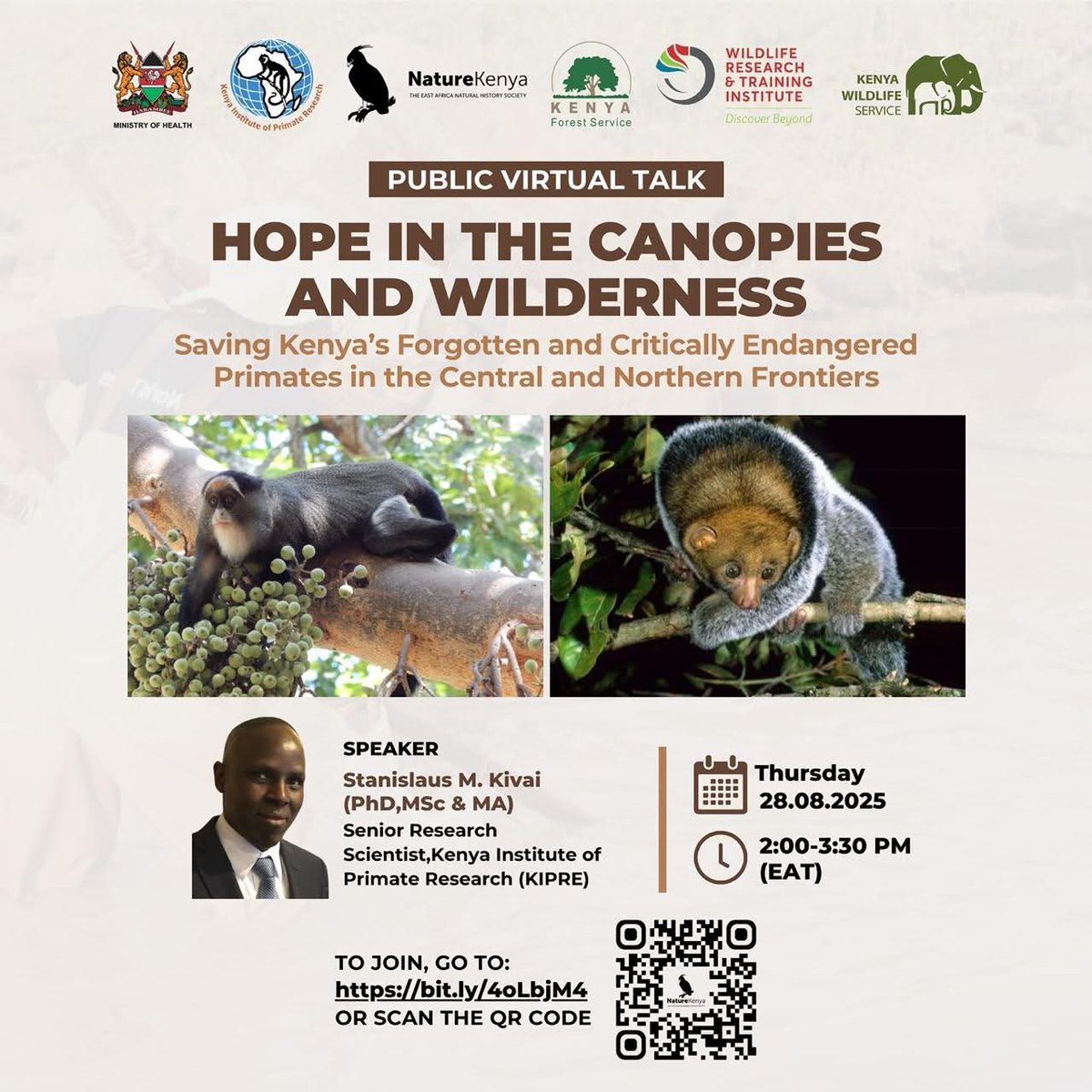 ConservationIPR's tweet photo. Conservation Division @primateresearch our Agenda is to protect and conserve biodiversity with a priority to primates.  We shall mark the International Primate Day at Ngilai-Kalepo, Samburu County on Sept 1st. Before the day, we invite you to a virtual talk. See attached poster. https://t.co/6bK7hAv9PX