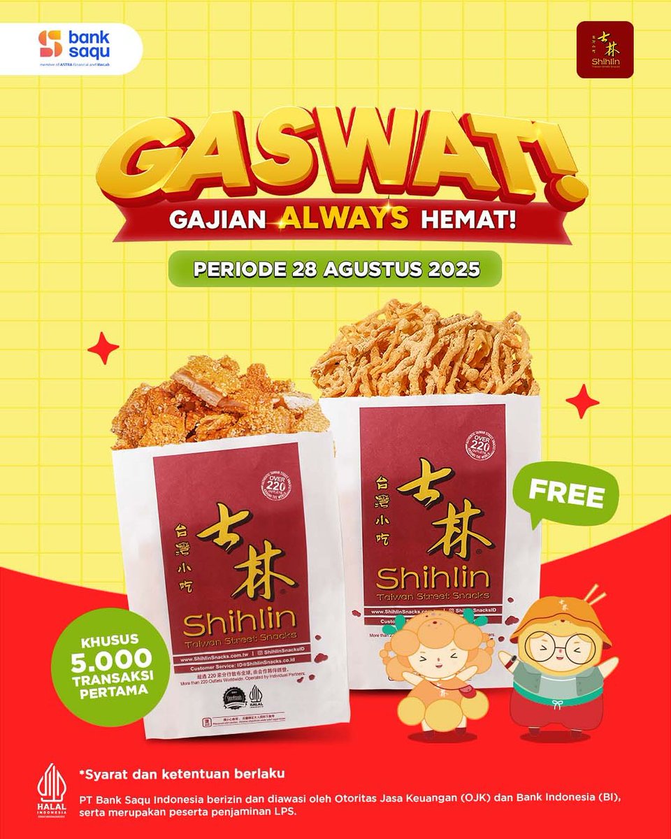 katalogpromosi's tweet photo. 🤩 Beli 1 bisa dapet 1! 
Khusus di SHIHLIN - Gajian makin hemat, perut kenyang dompet aman!

Bayar pakai QRIS Bank Saqu ✨
Cek detail lengkapnya 👉 https://t.co/avky34OZuc

#Shihlin #PromoPayday #InfoDiskon https://t.co/OPtmaMloX6
