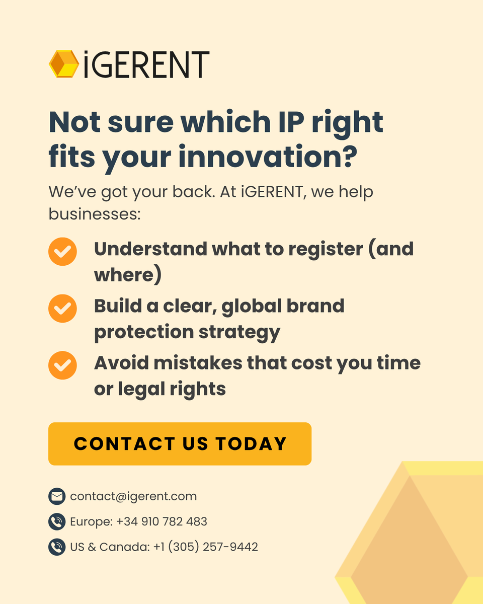 igerent's tweet image. Patent your invention or protect your design?

Industrial property goes beyond trademarks: discover how patents, GIs &amp;amp; more work to secure your brand.
👉 f.mtr.cool/pytdpzijwi

#IntellectualProperty #IPBasics