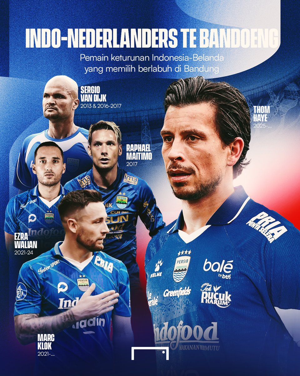 GOAL_ID's tweet photo. Sudah menjadi tradisi. 😁

Kedatangan Thom Haye menambah panjang daftar pemain keturunan Indonesia-Belanda yang berkarier di Persib Bandung. 🇮🇩🇳🇱🔵 https://t.co/4gYWHmIrpo