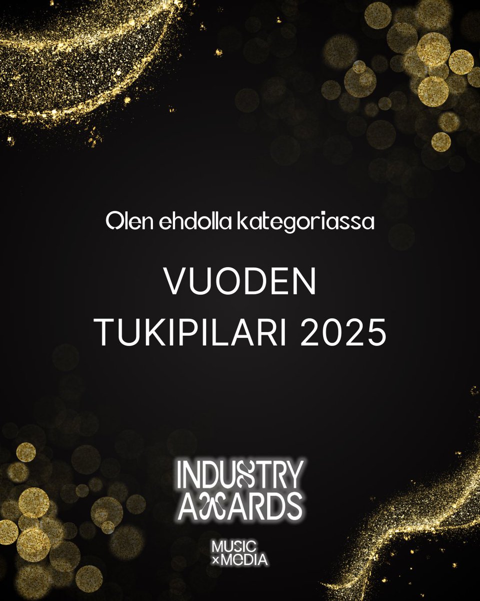 Mikä yllätys! Kiitos ehdokkuudesta Music x Median ”Industry Awards 2025” -gaalassa. Ja paljon onnea muillekin ”Vuoden tukipilari” kategoriassa! 

Katso täältä kaikki ehdokkaat: musicmedia.fi/en/gaala/