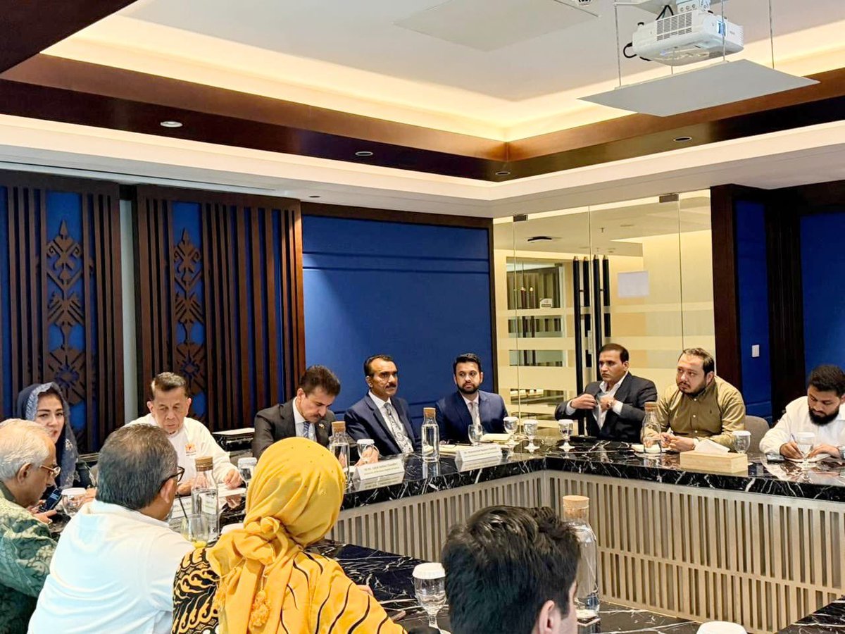 Pleased to meet the Pakistan-Indonesia Business Council at <a href="/Kadin_Indonesia/">Kadin Indonesia</a> today. Highlighted complementarities in 🇵🇰 &amp; 🇮🇩 economies &amp; the need to expand cooperation particularly in IT, health, defense, tourism, education, &amp; food processing for stronger ties between two nations