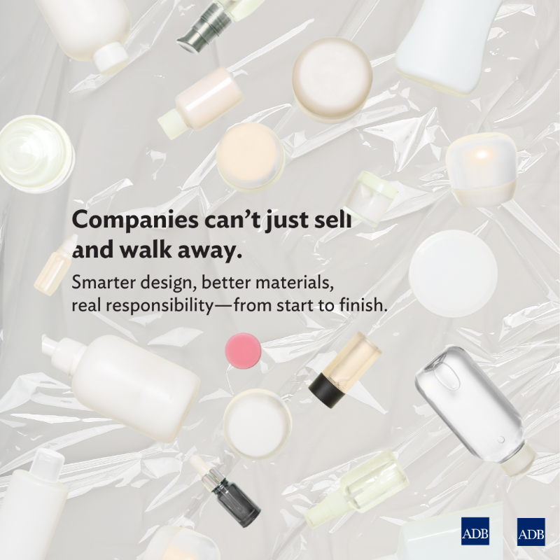 ADBPhilippines's tweet photo. Companies are now being made responsible for the plastic waste their products create, instead of leaving governments and taxpayers to clean up the mess.

Read how this policy shift could help #BeatPlasticPollution before waste triples by 2060.