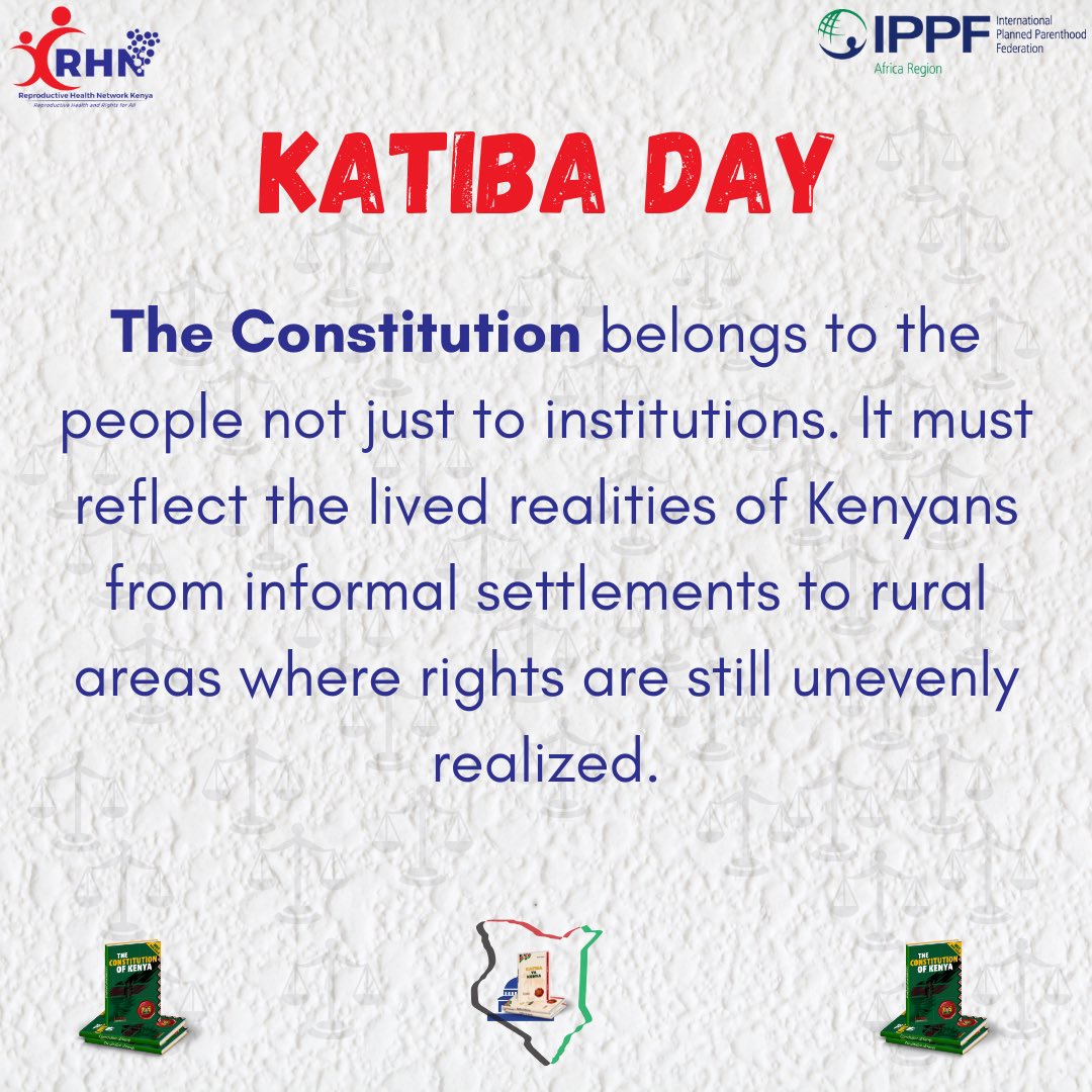 Reproductive Health Network Kenya (@rhnkorg) on Twitter photo <a href="/ippf/">IPPF Global</a> <a href="/IPPFAR/">IPPFAR</a> <a href="/Kenyajudiciary/">The Judiciary Kenya</a> <a href="/anticorruption/">Transparency International</a> <a href="/ICRWAfrica/">ICRW Africa</a> <a href="/ReproRights/">Center for Reproductive Rights</a> <a href="/Evelyne_Opondo/">Evelyne Opondo</a> <a href="/nellymunyasia/">Nelly Munyasia</a> <a href="/Monica_Kerrigan/">Monica Kerrigan</a> <a href="/MPetrusBarry/">Marie-Evelyne Petrus Barry</a> <a href="/HakiKNCHR/">KNCHR</a> <a href="/NPSOfficial_KE/">National Police Service-Kenya</a> <a href="/siasaplace/">Siasa Place</a> 5/ The Constitution belongs to the people, it is not the preserve of institutions. Its promise must be visible in the daily lives of Kenyans, from informal settlements to rural areas where rights remain unevenly realized. #KatibaDay
#RHNK4SRHR <a href="/ippf/">IPPF Global</a> <a href="/IPPFAR/">IPPFAR</a> <a href="/Kenyajudiciary/">The Judiciary Kenya</a> <a href="/anticorruption/">Transparency International</a> <a href="/ICRWAfrica/">ICRW Africa</a> <a href="/ReproRights/">Center for Reproductive Rights</a> <a href="/Evelyne_Opondo/">Evelyne Opondo</a> <a href="/nellymunyasia/">Nelly Munyasia</a> <a href="/Monica_Kerrigan/">Monica Kerrigan</a> <a href="/MPetrusBarry/">Marie-Evelyne Petrus Barry</a> <a href="/HakiKNCHR/">KNCHR</a> <a href="/NPSOfficial_KE/">National Police Service-Kenya</a> <a href="/siasaplace/">Siasa Place</a> 5/ The Constitution belongs to the people, it is not the preserve of institutions. Its promise must be visible in the daily lives of Kenyans, from informal settlements to rural areas where rights remain unevenly realized. #KatibaDay
#RHNK4SRHR