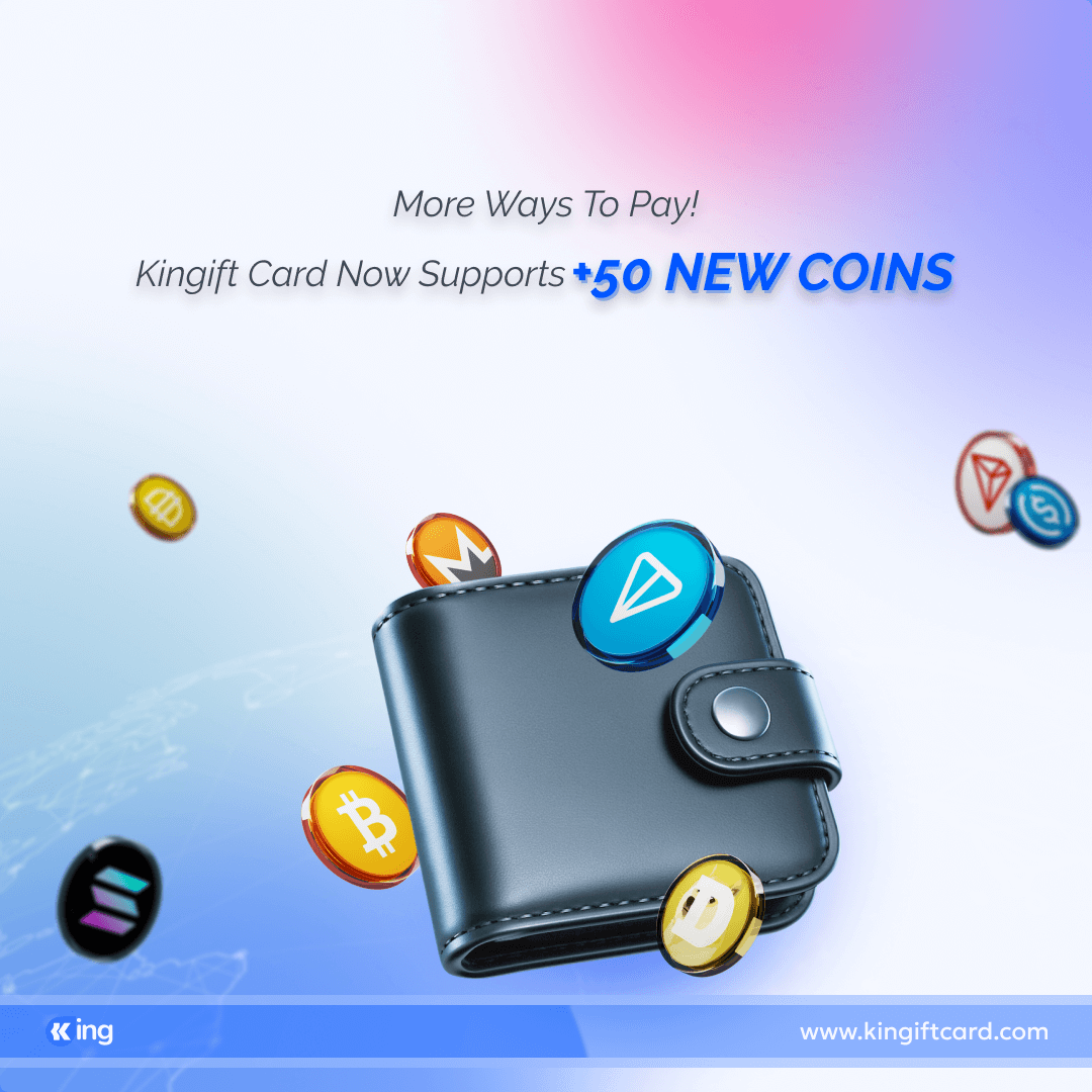 ✨ More coins. More freedom. ✨ @KingGiftCard now supports 50+ new coins,  including BTC, ETH, BNB, SOL & more. Buy gift cards instantly for #Gaming  #Retail #Entertainment with the crypto you already