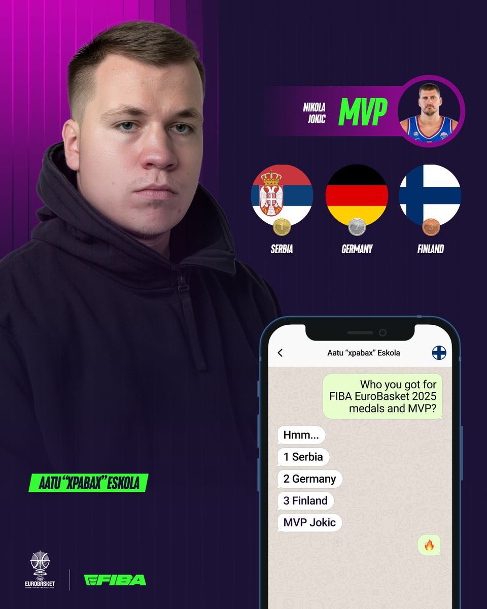 FIBA #EuroBasket 2025 is around the corner! We asked some players for their medals and MVP predictions... 👀

What are your predictions? 🤔