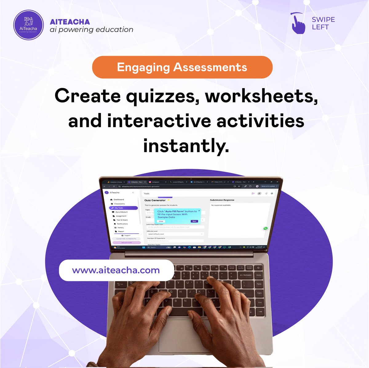 AITeacha_Online's tweet image. All-in-One Teaching Power!

Why juggle multiple tools when AiTeacha gives you everything in one place, lesson notes, worksheets, visual aids, assignments &amp;amp; more. 
Try AiTeacha today. 

#EdTech #AiTeacha #TeachingMadeEasy #SmartClassrooms #TeachersTools #explorepage #trending