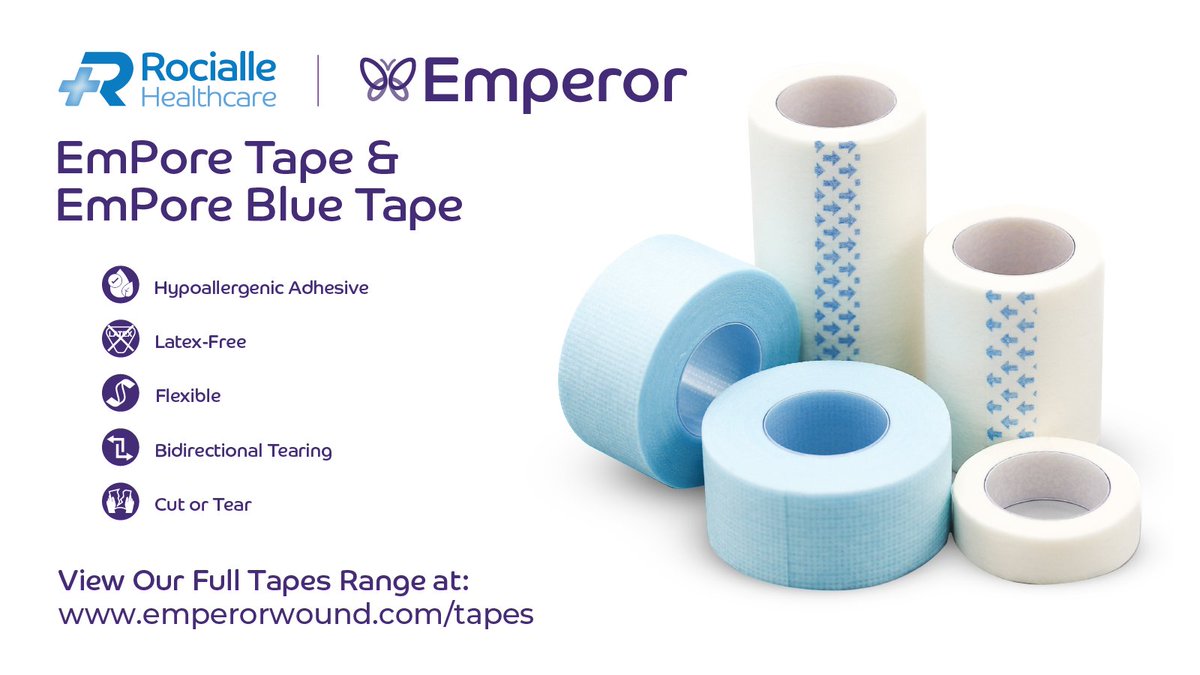With a hypoallergenic adhesive, both Empore &amp; Empore BlueTape adhere well and are gentle on removal, leaving no residue.  View the full range of Emperor tapes, and request your free Sample today! emperorwound.com/tapes 

#Woundcare #woundhealing #tapes