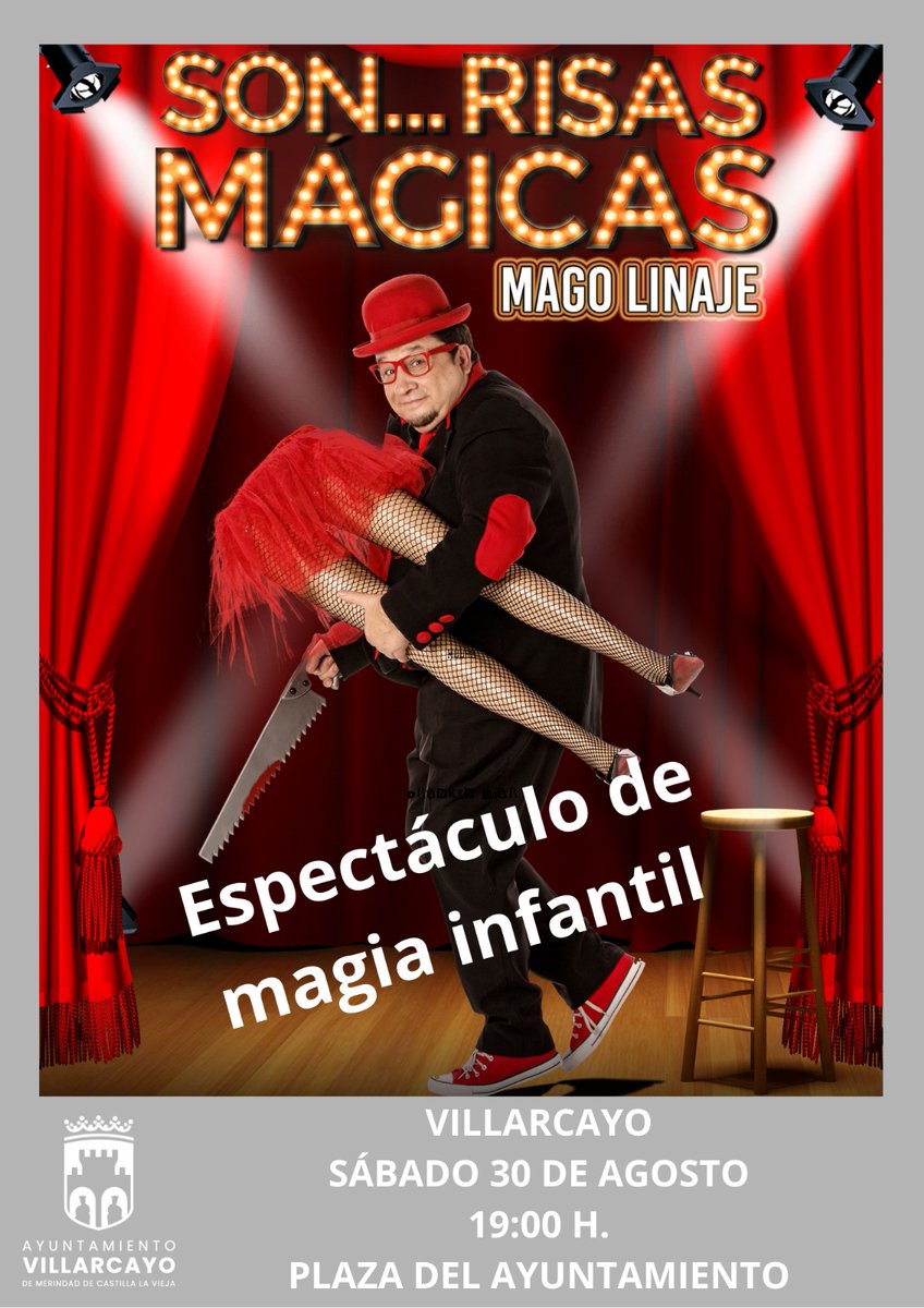 🪄 Este próximo sábado 30 de agosto, espectáculo de magia infantil: Son... Risas mágicas con el Mago Linaje.

✅ Magia infantil.
📅 Sábado 30 de agosto.
⏰ 19:00 h.
📍 Plaza del Ayuntamiento de Villarcayo de MCV.

#Villarcayo #magia