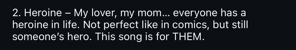 zion.t (chaeyoung's boyfriend) describing the song «heroine»: my lover, my mom… everyone has a heroine in life. not perfect like in comics, but still someone's hero. this song is for THEM.

so this song’s about all the heroines in his life, including chaeyoung