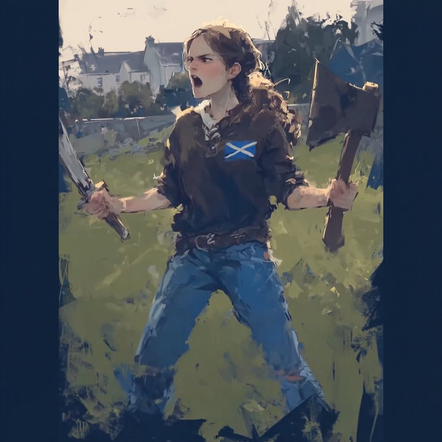 Jammitted's tweet image. Americans cheering for a potential revolution in the UK because a 14 year old Scottish girl needed to be a badass warrior. Was not on my 2025 Bingo card. 
But it’s been a nice birthday present! 😁