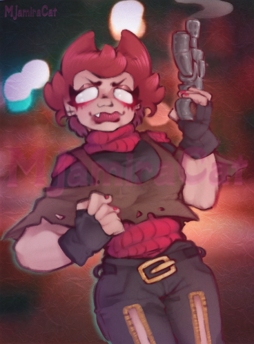 I made my own Cassandra design that I'm really proud of !! #picosschool

The brown rugged cloak piece wouldn't be permanent I don't think. Her Horns come forward from the back in my design here. And some upside down crosses are cut into the front of the pants