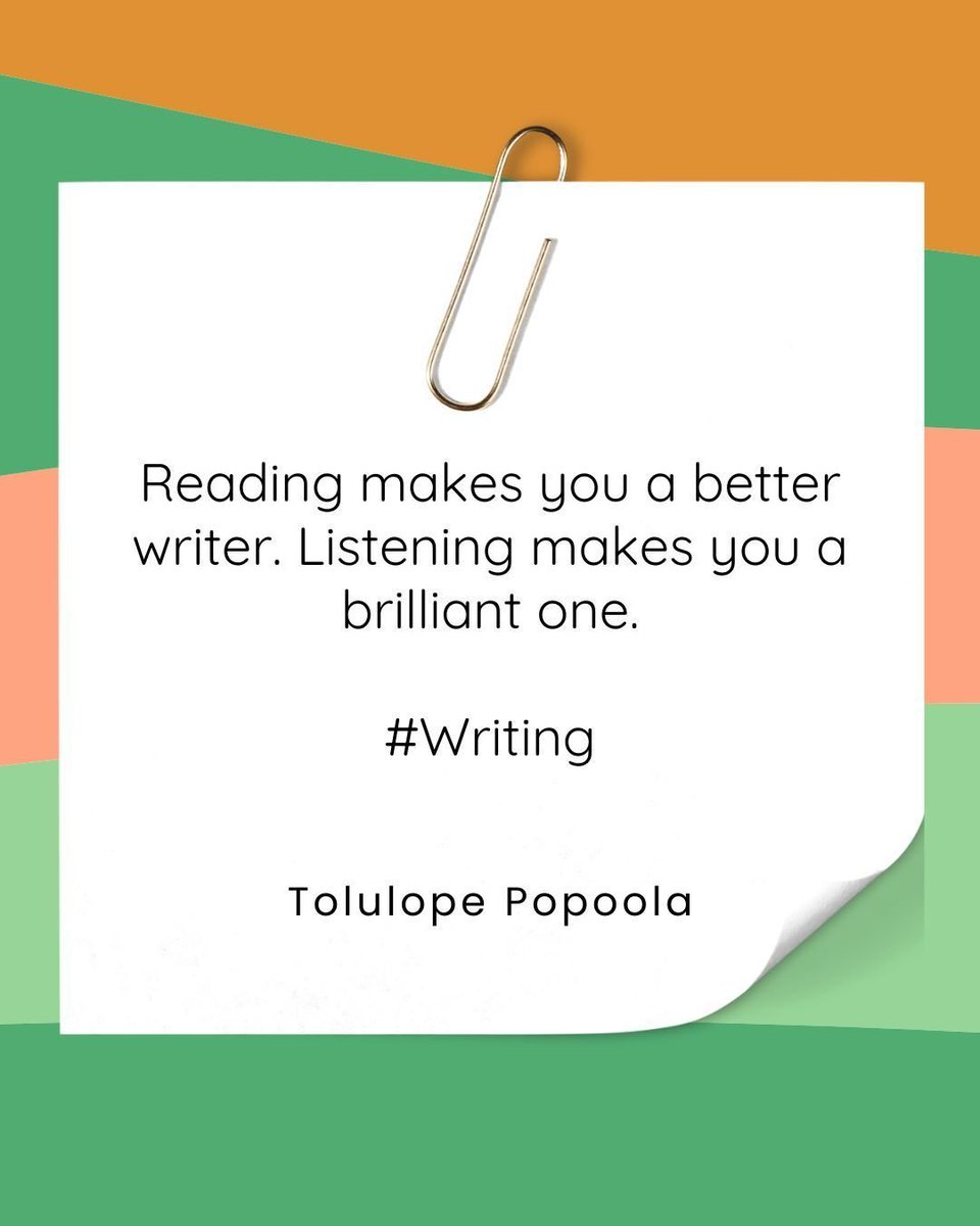 Ifeanyi Enoch Onuoha (@ieonuoha) on Twitter photo "Reading makes you a better writer. Listening makes you a brilliant one." Tolulope Popoola <a href="/TolulopePopoola/">Tolulope Popoola</a> "Reading makes you a better writer. Listening makes you a brilliant one." Tolulope Popoola <a href="/TolulopePopoola/">Tolulope Popoola</a>